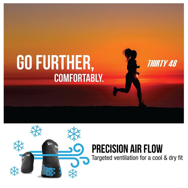 Thirty48 Running Socks for Men and Women Features Coolmax Fabric That Keeps Feet Cool & Dry - 1 Pair or 3 Pairs ([3 Pairs] Blue/Gray, Large) - Image 5